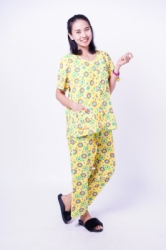 Baju Tidur Piyama Full Kancing Celana Panjang Katun Jepang Bunga Kertas   BD 254  10  large